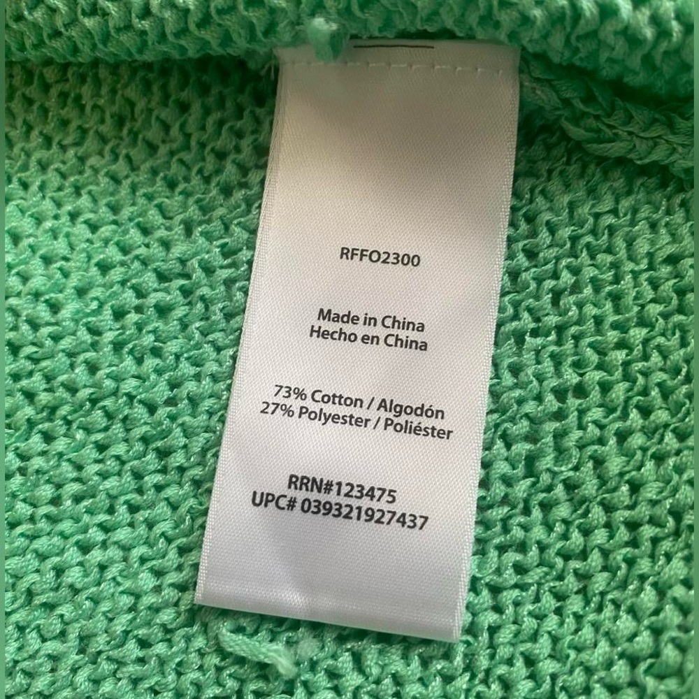Rachel Zoe Karla Mint Green Open-Knit Cotton Blend Sweater, Size Large EUC - Picture 8 of 8